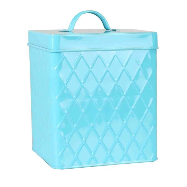 Home Basics Home Basics Trellis Collection Small Tin Canister, Turquoise ZOR96280